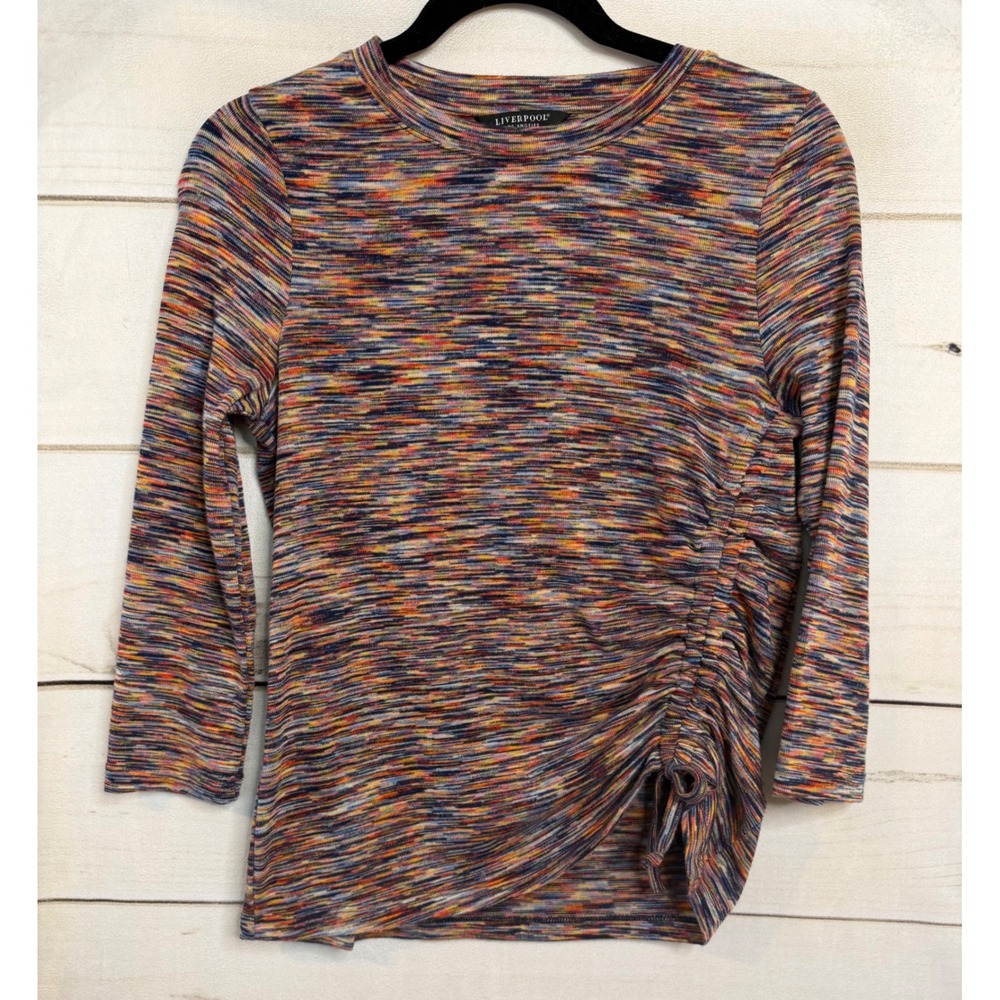 Liverpool Los Angeles Space Dye Ruched Side Drawstring‎ Top Multi Color XS Mens